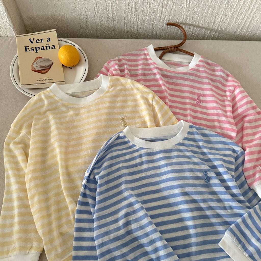 2025 Summer Kids' Striped Round Neck T-Shirt - Mosquito-Proof, Cool & Trendy for Boys & Girls
