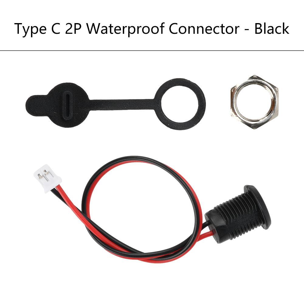 2Pin Female Connector Wire LED light USB Type-c Direct Compression Female Base Waterproof Socket With Welding Charging Interface
