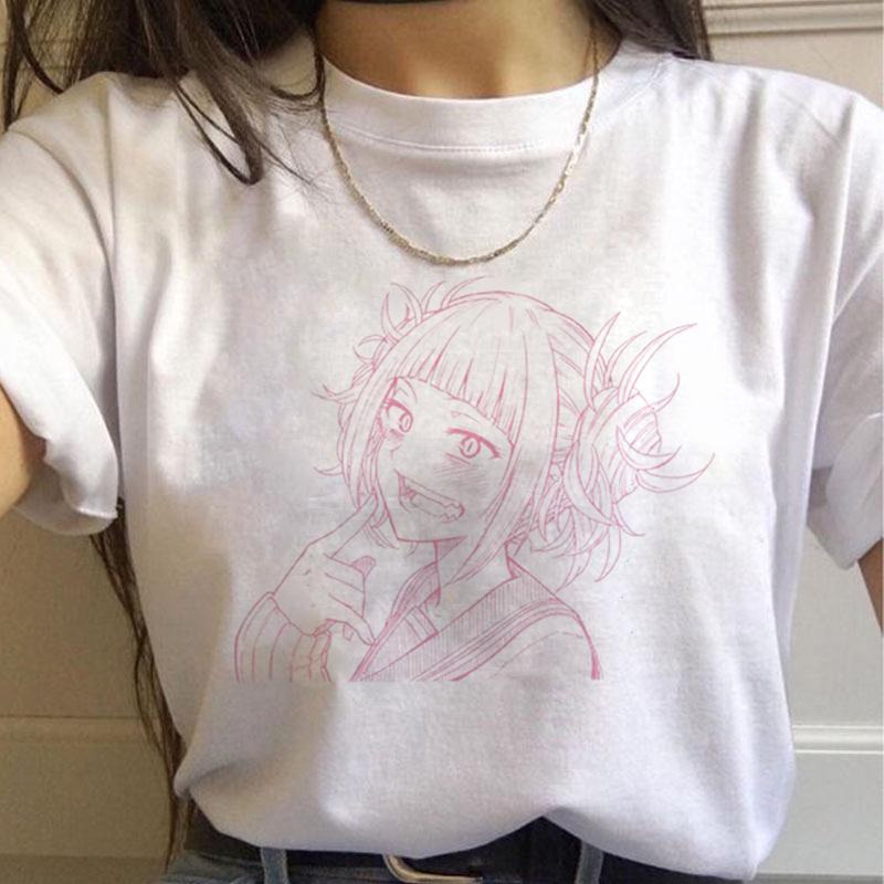 New Ahegao Harajuku Graphic Women T-Shirt My Hero Academia Anime Senpai Top Female T Shirt Harajuku O-Neck Casual Lady Clothing