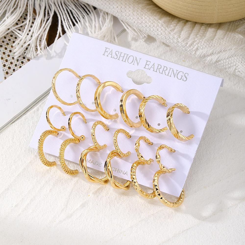 Stylish and Simple Earrings Set Femininity Versatile Personality Exaggerated Atmosphere High-end Earrings