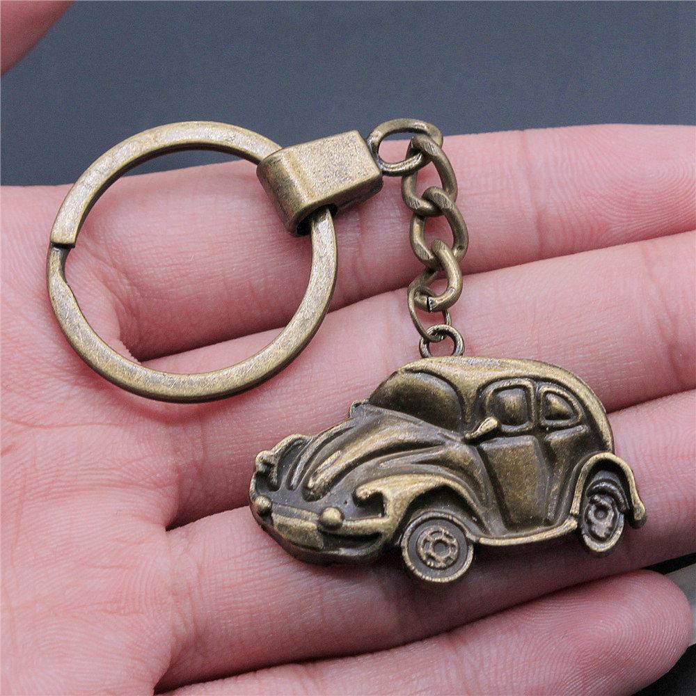 Punk Airplane Gear Steampunk Themed Antique Bronze Metal Keychain with 30mm Ring for Boys Bag Charm
