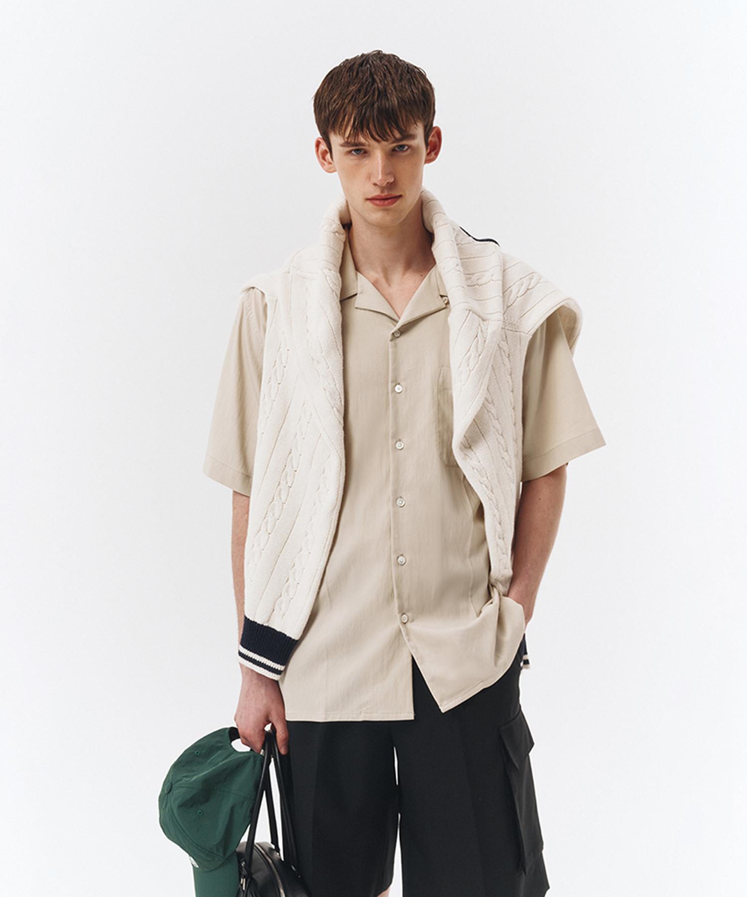 

DUNST CLASSIC OPEN COLLAR SHIRT ECRUMUDSH3B321I1