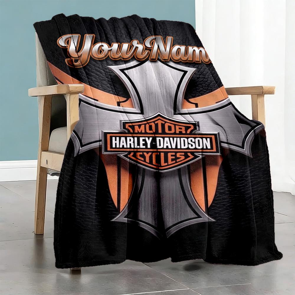 Harley-davidson Motorcycles Personalized Text Blanket Throw Personalized Blanket Comfortable Great for Office Chair Nap Office Livingroom