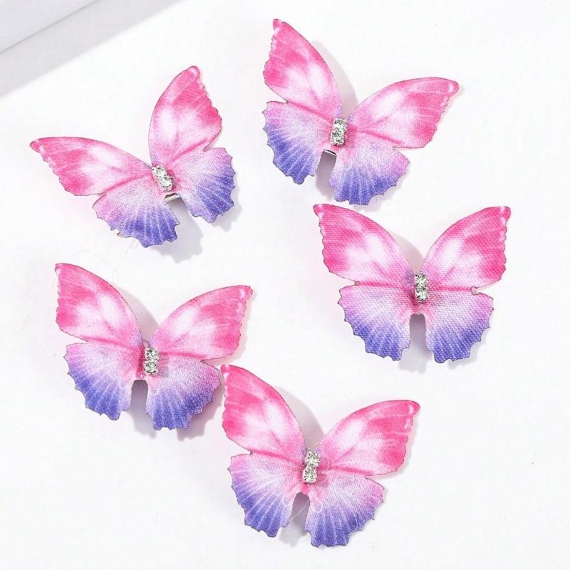 Pack Of 5 Butterfly Hair Clip For Women Girl Hair Accessories Side Barrettes For Parties Proms School Event Wear