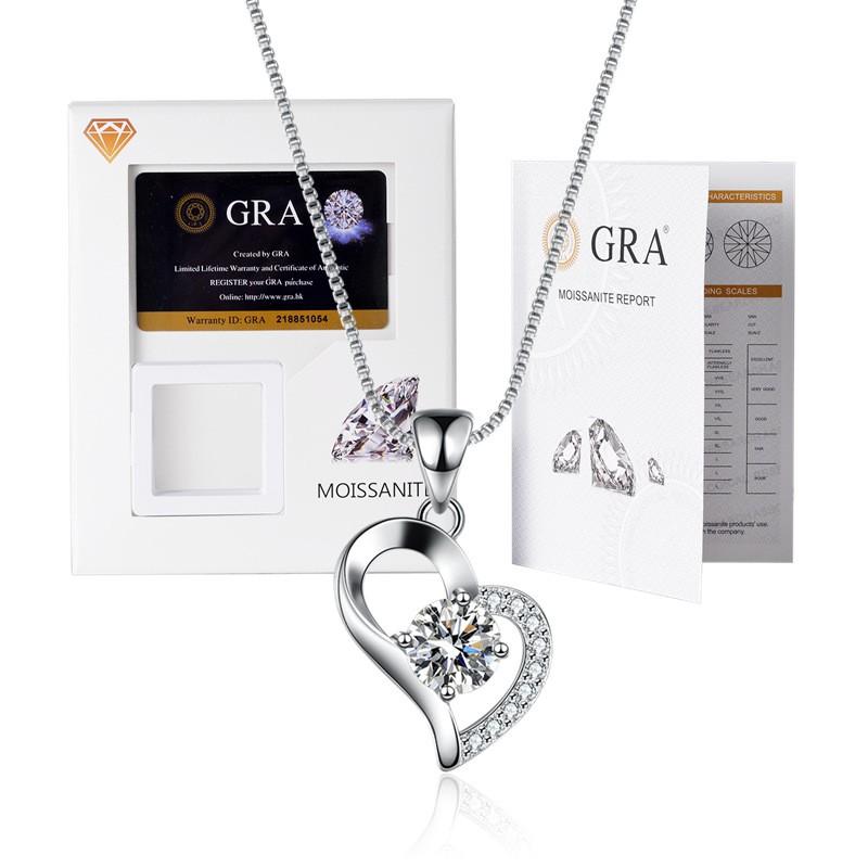 Elegant Moissanite Pendant Necklace With Thick White Gold Plating Hexagonal Crown Design Box Chain 21-50cm Adjustable Length