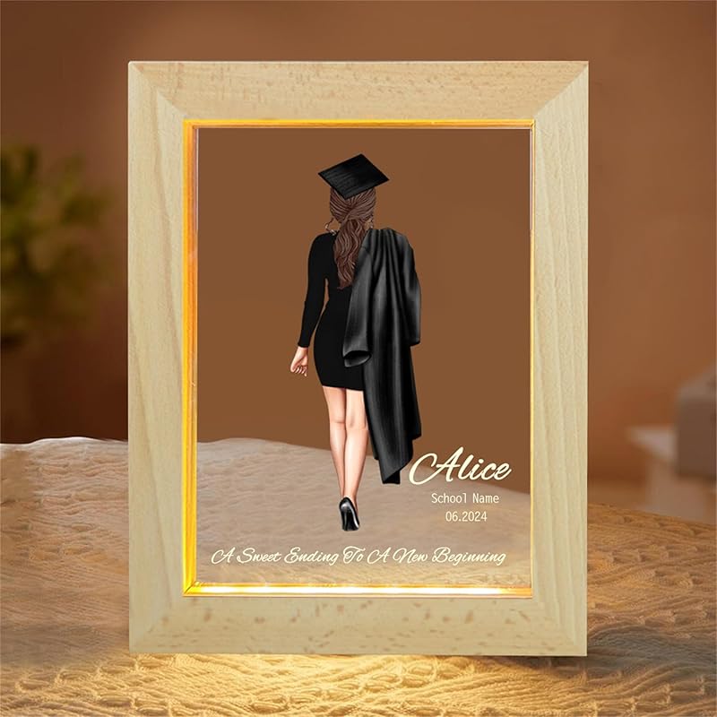 Personalized Graduation Lamp Gifts for Her Custom Class of 2024 Graduation Acrylic Plaque Night Light Congrats Grad Gift for Daughter Son Class of