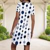Women Plus Size Round Neck Short Sleeve Dots Printed Fitted Mini Dress