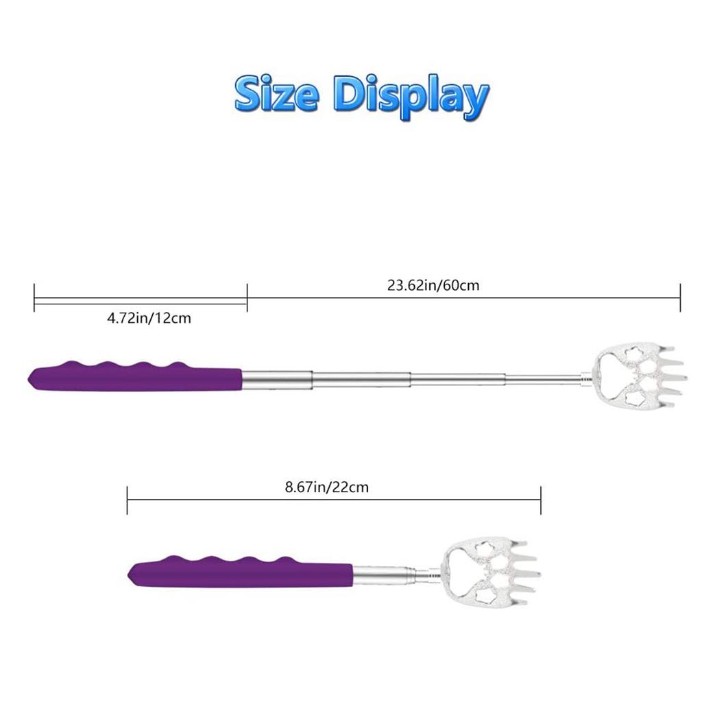 6Pcs Portable Telescopic Back Scratcher Stainless Steel Bear Claw Rubber Handle Relieve Body Itching