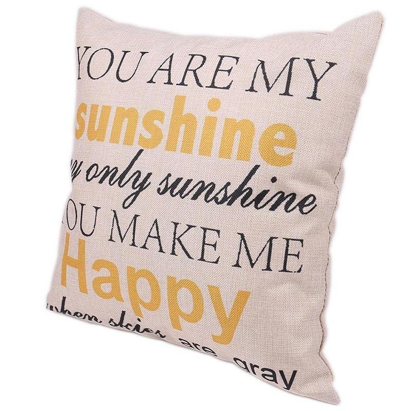 New You Are My Sunshine &Cotton Linen Leaning Cushion Throw Pillow Covers Pillowslip Case