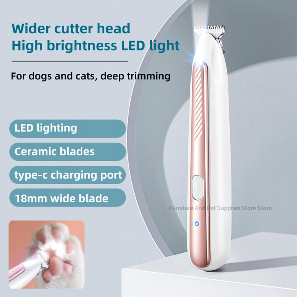 New LED lighting pet paw hair trimmer cat and dog ear/eye area/privacy hair electric trimmer pet paw trimmer pet beauty trimmer
