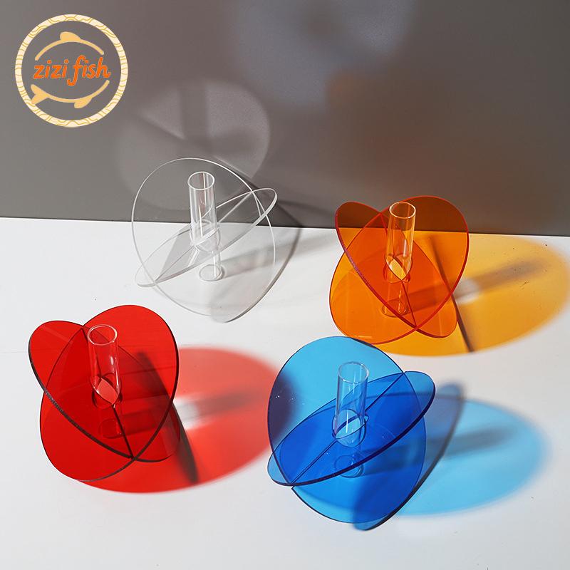 Colorful Rainbow Acrylic Vase Plant Pots Table Decoration Minimalist Geometric Flowers Arrangement Vases Room Aesthetic Decor