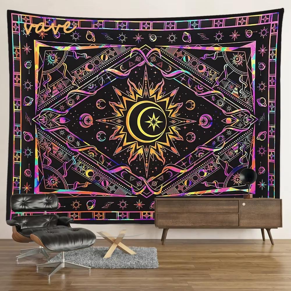 Sun Moon Tarot Tapestry Wall Hanging Bohemian Style Witchcraft Astrology Cloth Fabric Tapestry Flag Living Room Background Cloth