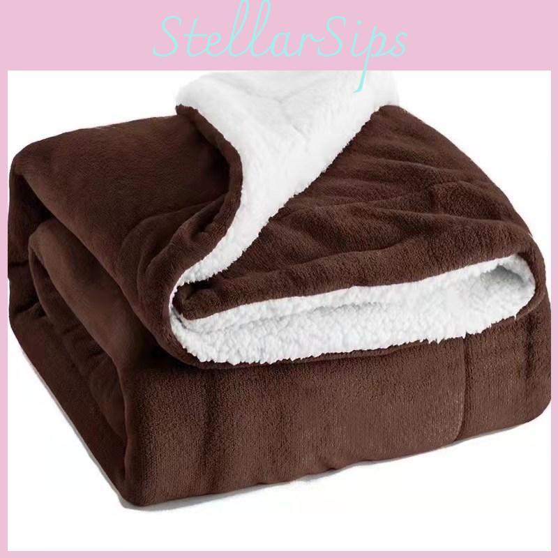 Thickened Color Solid Double Layer Coral Fleeces Blanket Bed Supplies Home For