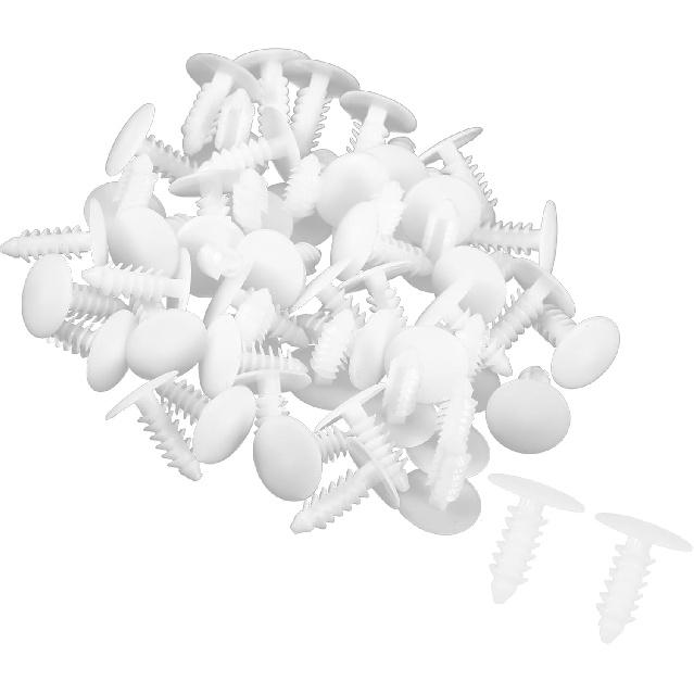 

Motoforti Universal Push Bumper Fastener Rivet Clips, 0.51 x0.67 , Plastic, White,50pcs