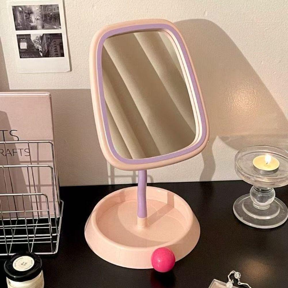 Light Luxury Bow Makeup Mirror 360° Rotatable Desktop Stand Mirror Vanity Mirror  Bedroom