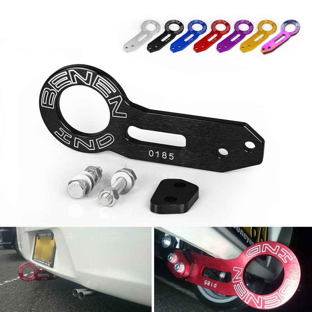 Universal Front Tow Hook, Aluminum Alloy, Durable Racing Hook, Parts & Accessories (Black)
