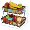 Storage Basket 2 Tier Countertop Large Capacity Rectangular Fruit Basket with Banana Hangers Detachable Fruit Storage Rack