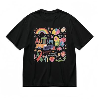 Herren Klassisches T-Shirt Akzeptiere Unterschiede Neurodiversität Wolken Design Druck T-Shirt