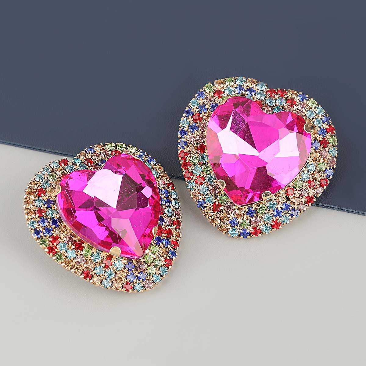 

Новый тренд, разноцветные большие стразы, женские серьги в форме сердца с любовью, модные ювелирные аксессуары для ужина и вечеринки