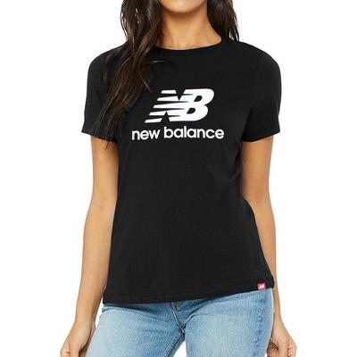 New Balance Nova Camiseta de Manga Curta de Algodão Gráfico Essencial Val Preto wT91546 Bk