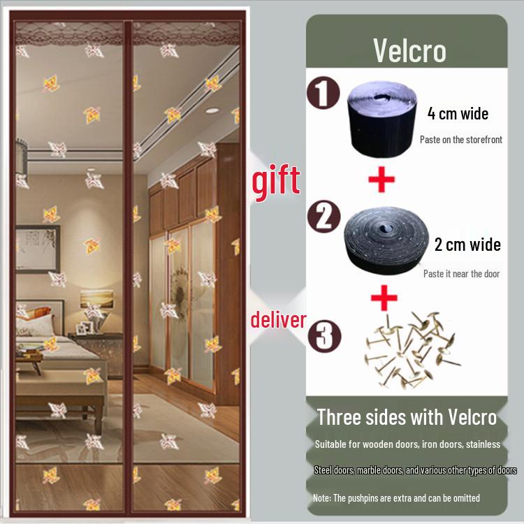 Velcro Magnetic Anti-Mosquito Screen Door - Silent & Encrypted for Bedroom Use
