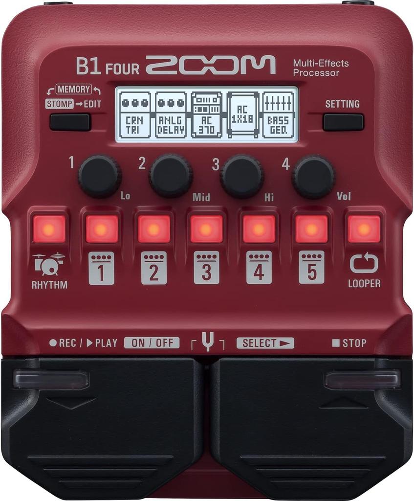Zoom Bass B1 FOUR Red Multi-Effector