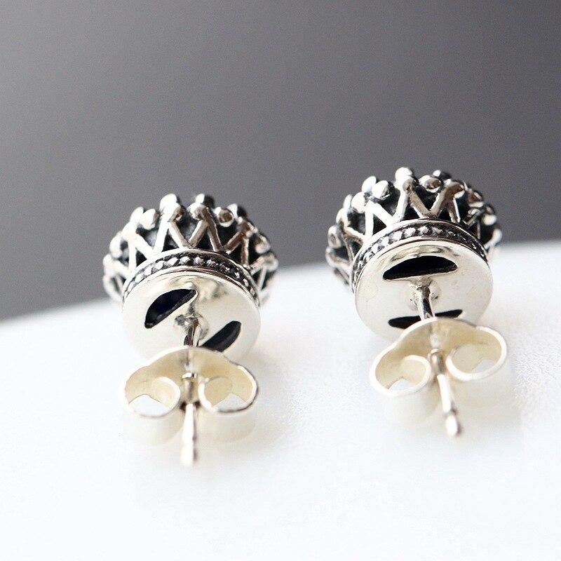 925 Pure Natural Lapis Inlay Handmade Tremella Nail Womens Silver Earrings