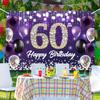Happy 60th Birthday Backdrop Banner Purple Theme Background with Shiny Diamond Noble Elegant Birthday Party Photo Photography Prop Booth Background