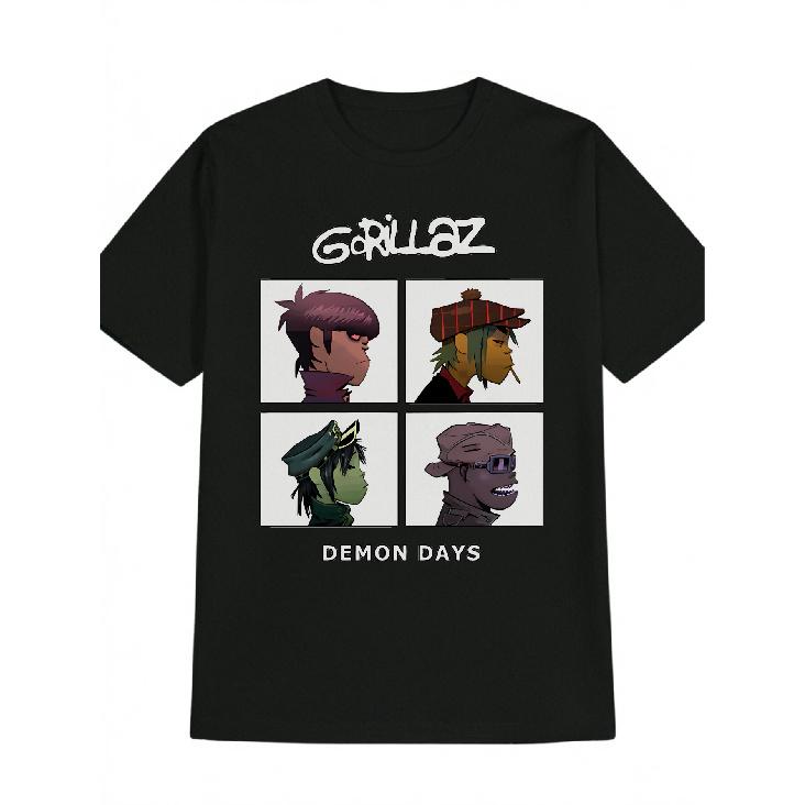 Men S Casual Versatile Round Neck T-Shirt, Gorilla Az, Demon Days Print Pattern Men S Top, Men S Gift 6XL чёрный