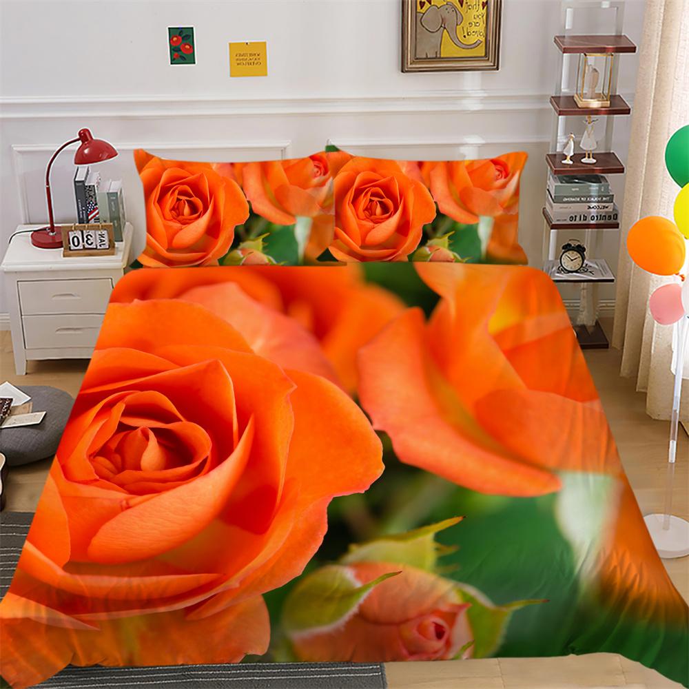 Juego de cama con estampado de flores, colchas de poliéster de doble tamaño, ropa de cama para el hogar de alto rango a la moda