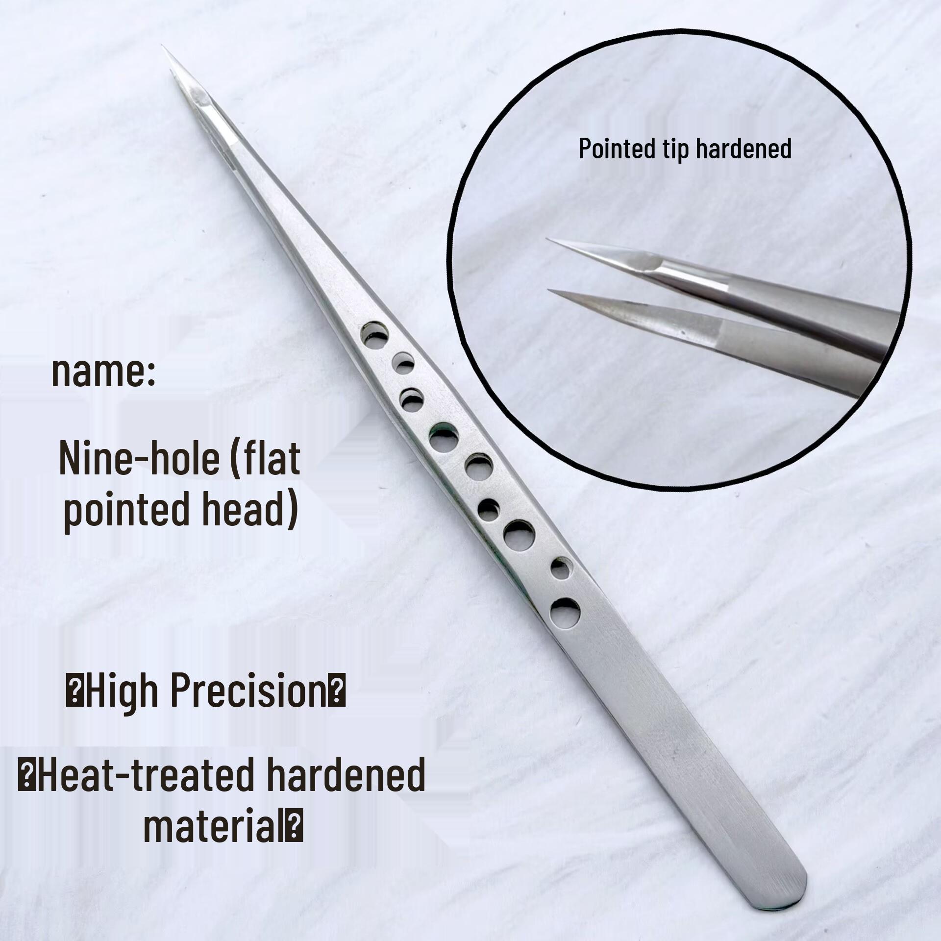 High-Precision Stainless Steel Cross-Hole False Eyelash Tweezers