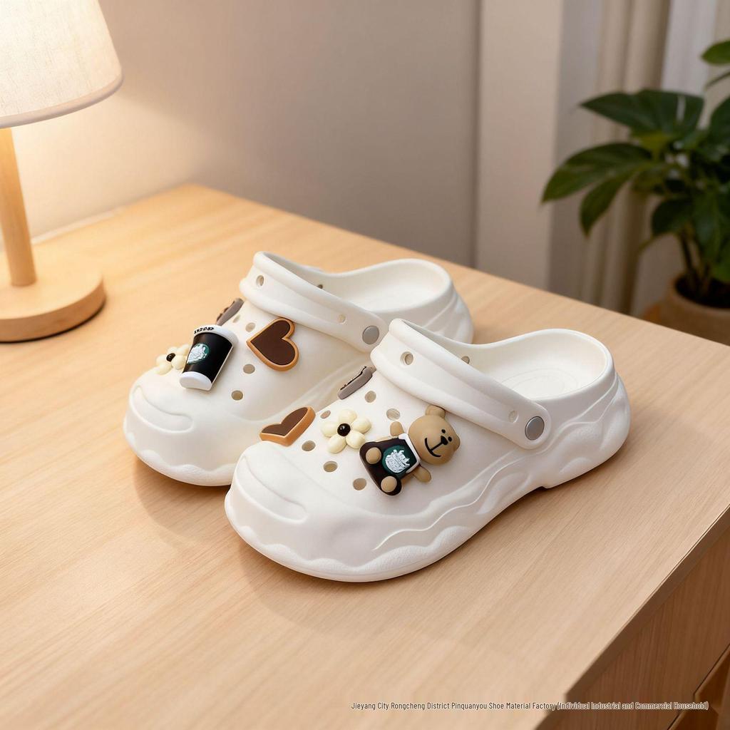 Coffee Bear 3D Clog Shoe Charms - Cute Cartoon Decorations