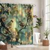 Vintage Style Colorful Birds & Blooming Tree Branch Shower Curtain - Soft Polyester Fabric With White Flowers