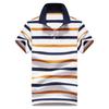 Men's Short Sleeved T-shirt with Lapel Top Summer Clothing Loose Striped Collar T-shirt