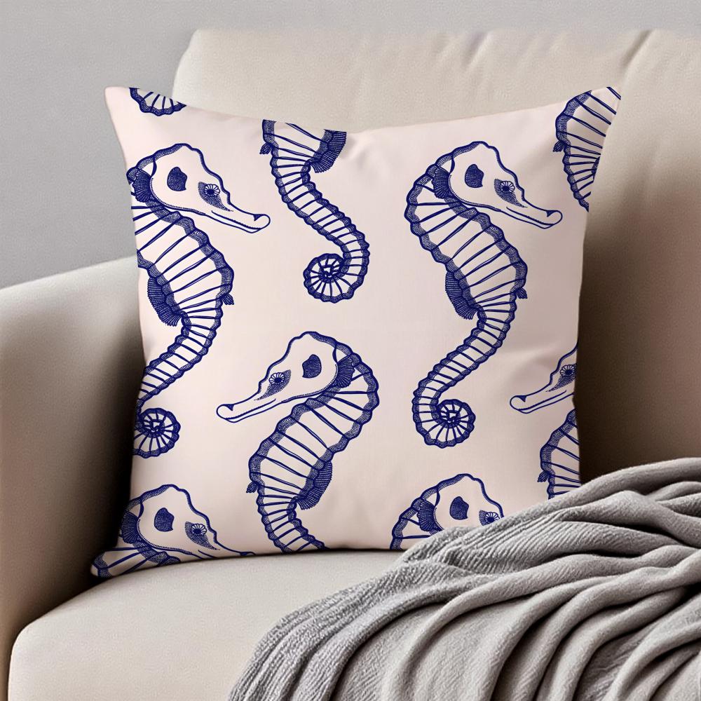 Casual Marine Organism Cushion Cover Pillowcase Antidustmite Invisible Zipper Short Plush Sofa Cushion