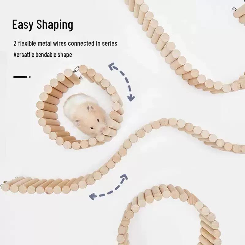 Solid Wood Hamster Arch Climbing Ladder Toy and Hideout