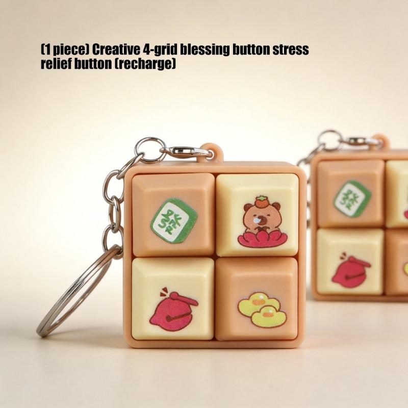 Mini 4x4cm ABS Plastic Fidgets Clickers Cats Design Stress Reliever For Focused And Anxiety Relief