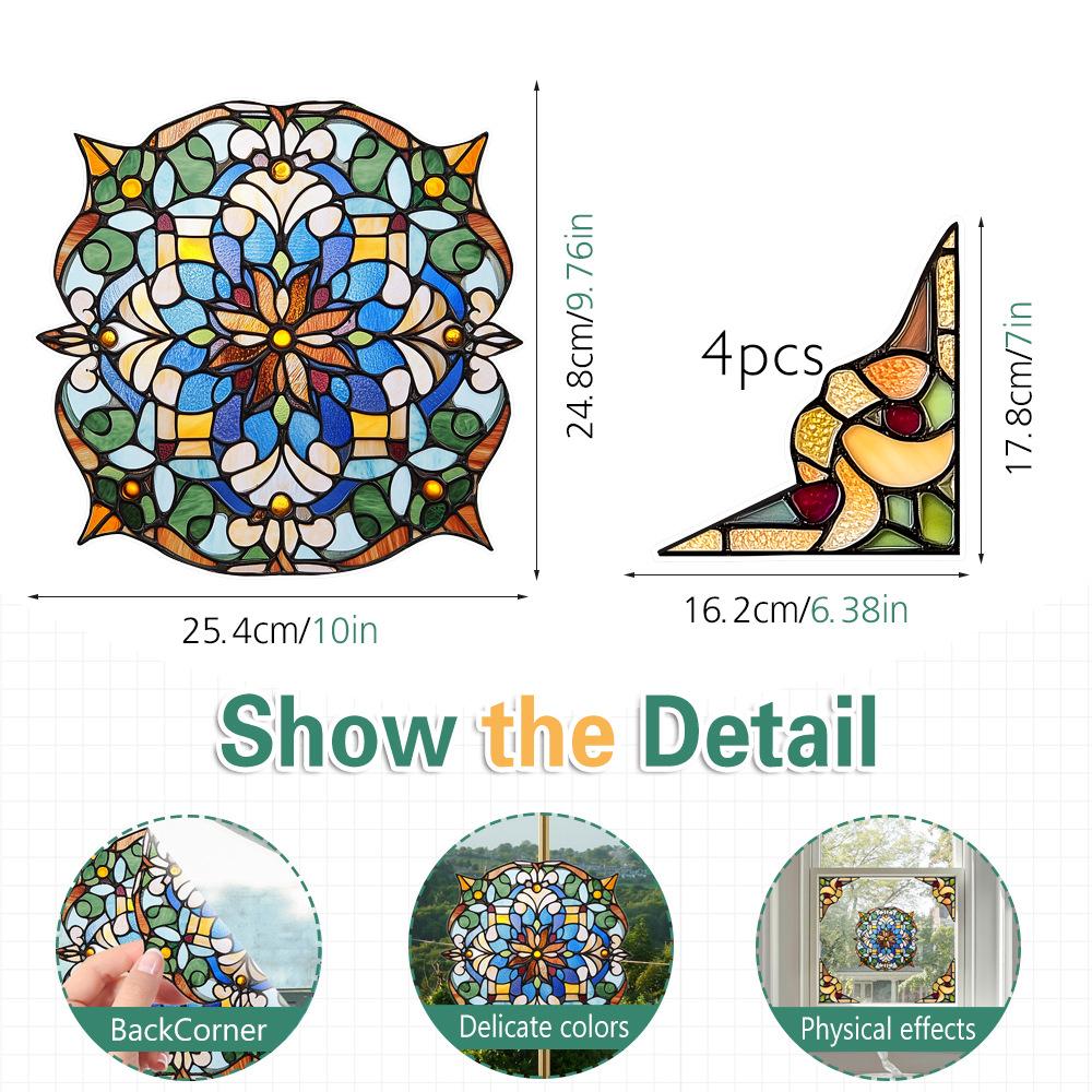 Colorful Window Film PVC Electrostatic Church Glass Decal Wall Sticker Art Mural Wallpaper for Home Decoration