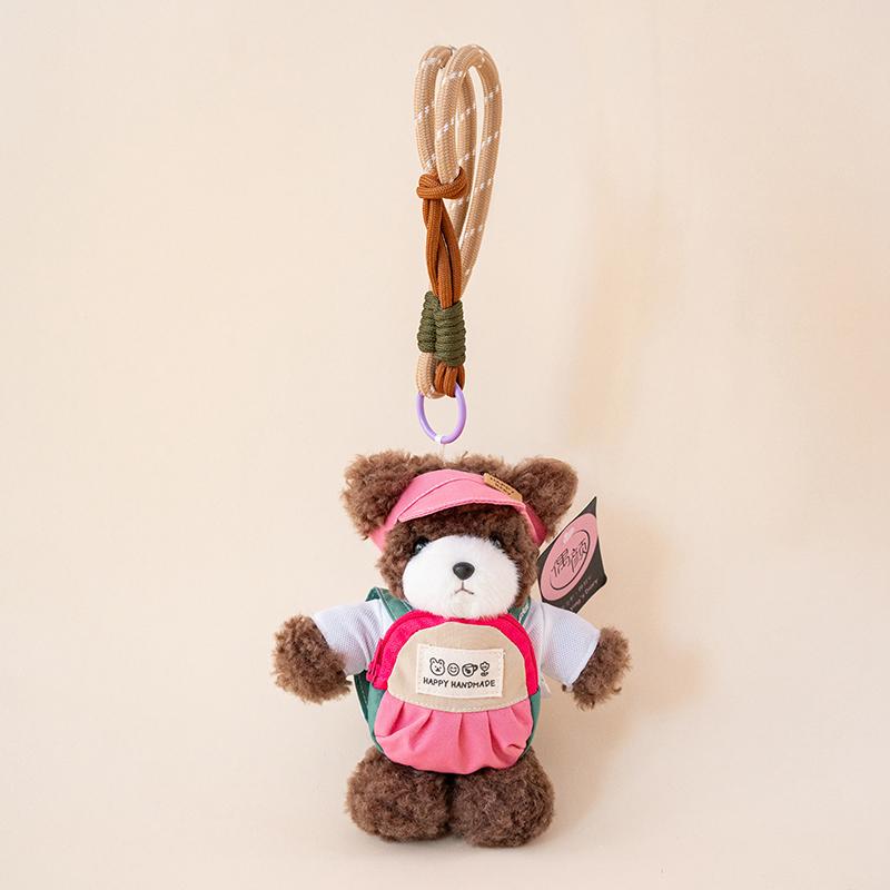 Cute Cartoon Bear Plush Keychain Toy Doll Bag Hanging Ornament Lovely Animal Keyring With Clothes Kids Gift