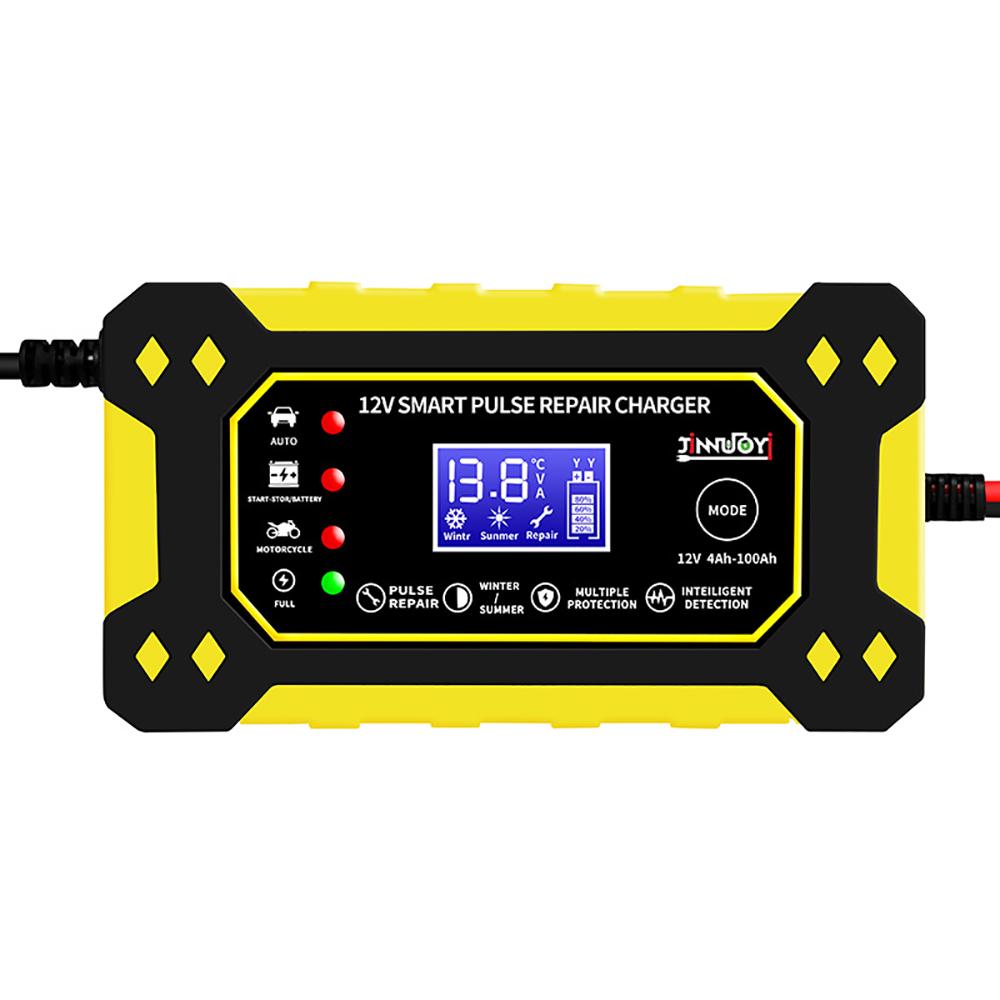 6A 12V Car Battery Charger Pulse Repair LCD Display Smart Fast Charge AGM Deep Cycle GEL Lead-Acid Charger for Auto Motorcycle