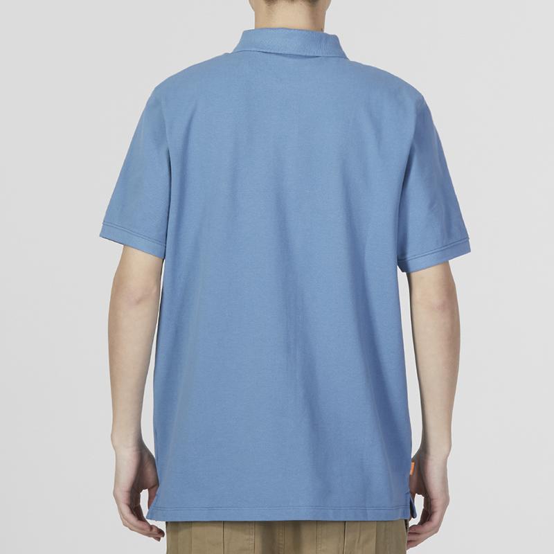 Timberland Outdoor Casual Solid Color Short Sleeve Polo Shirt Men Tops Sky-Blue A62T5-DJ5
