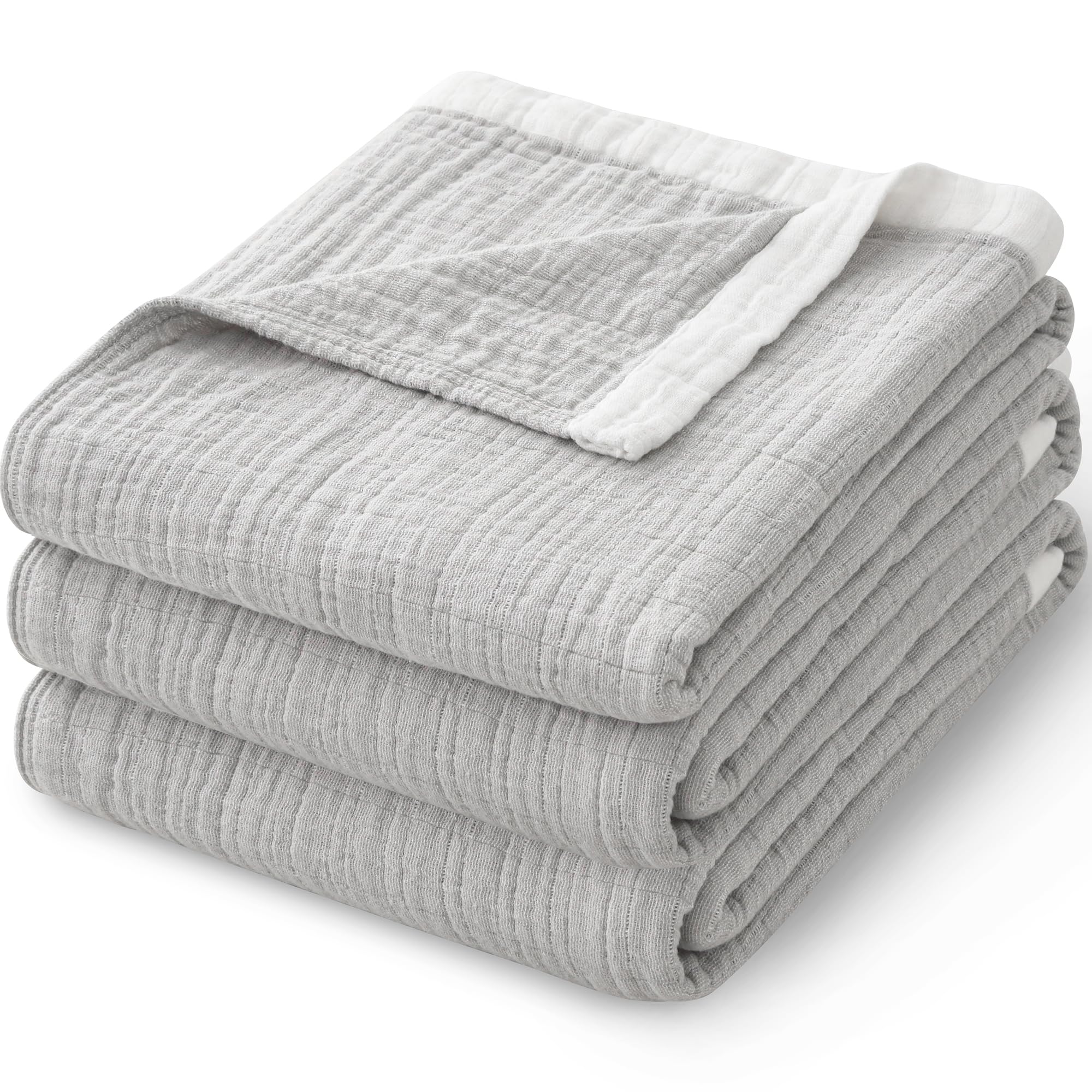 

AYO Марлевый плед Органический Идеально подходит для одеяла под кондиционером, Односпальный, Летний, 4-слойная марля, Плед, Мягкий, 100% хлопок, Легкий, Влагоотводящий, серый