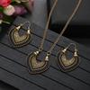 Vintage Ethnic Gold Color Drop Earrings Necklace for Women Heart Shape Statement Earrings Bohemian Rope Wrap Zircon Bijoux
