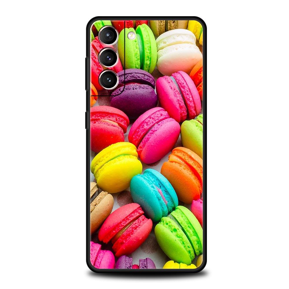 Cute Macarons Dessert Case For Samsung Galaxy S22 S21 S20 Ultra FE 5G S24 S9 S10 Plus S23 S10E Silicone Phone Cover