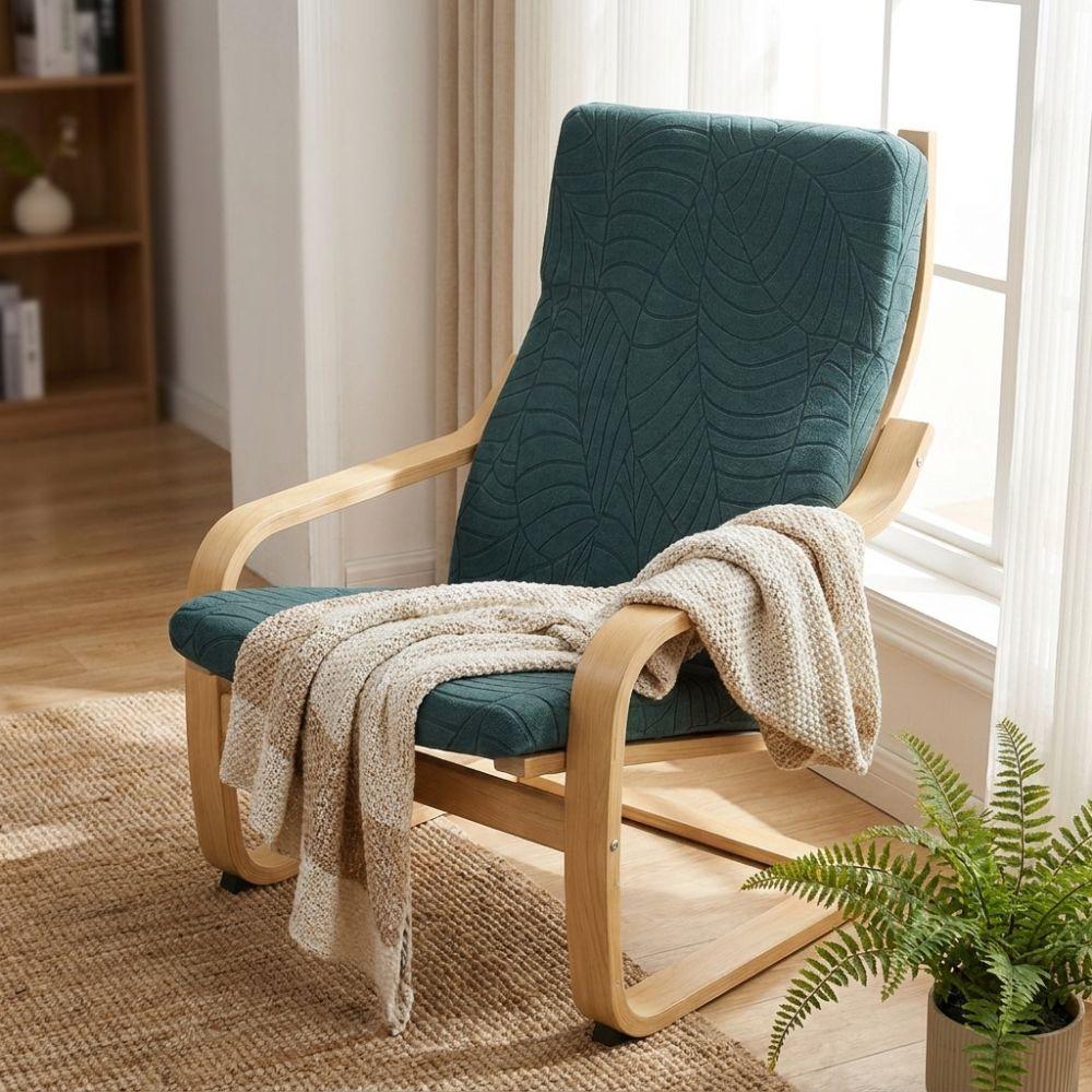 Solid Color Soft Leaves Jacquard Chair Cover Removable Armchair Protector Home Decor