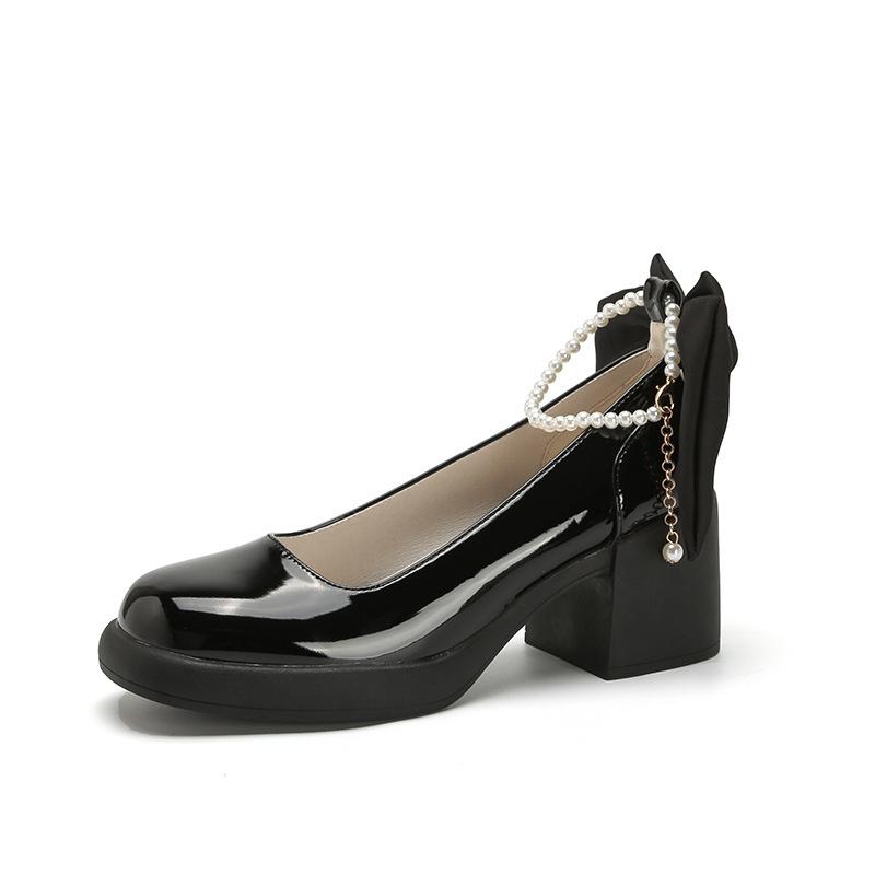 

Yuexinwang натуральная кожа плоская для женской обуви Хуэйчжоу виноградная мать те же маленькие кожаные туфли толстый каблук весна новая платформа лоферы 40 чёрный