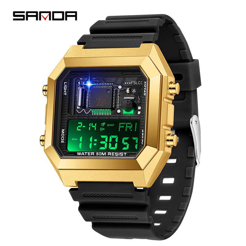 Sanda Multifunctional Luminous Sports Watch - Countdown, Snooze Alarm, Electronic for Students and Men