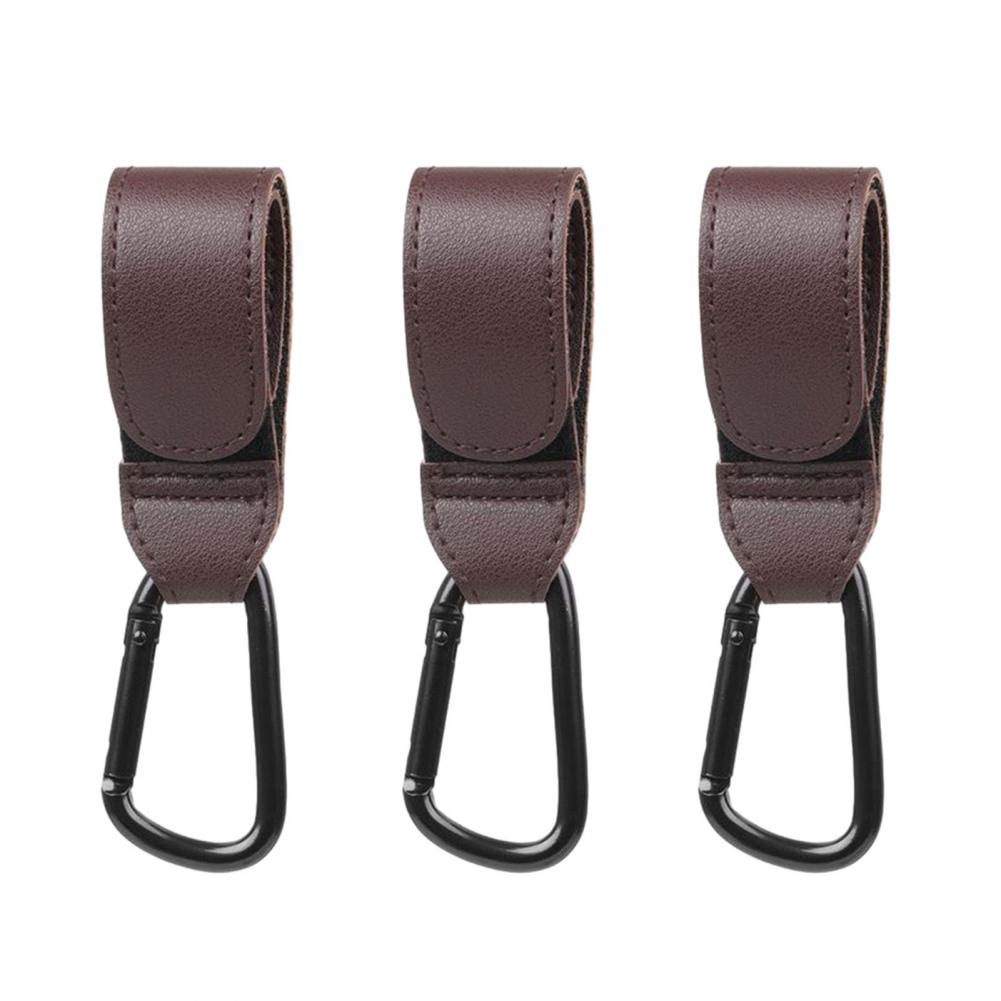 Fastener Tape Hook Durable Stroller Hook Baby Stroller Hook Set with Faux Leather Fastener Tape Diaper Bag Hanger for Prams