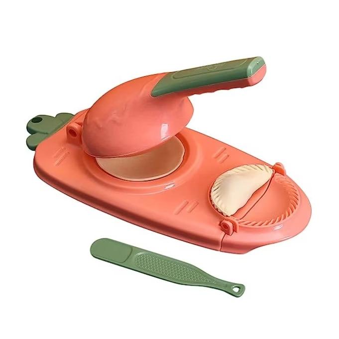 2-in-1 Manual Press for Dumplings and Ravioli, Green/Orange, Make Dumplings and Pasta