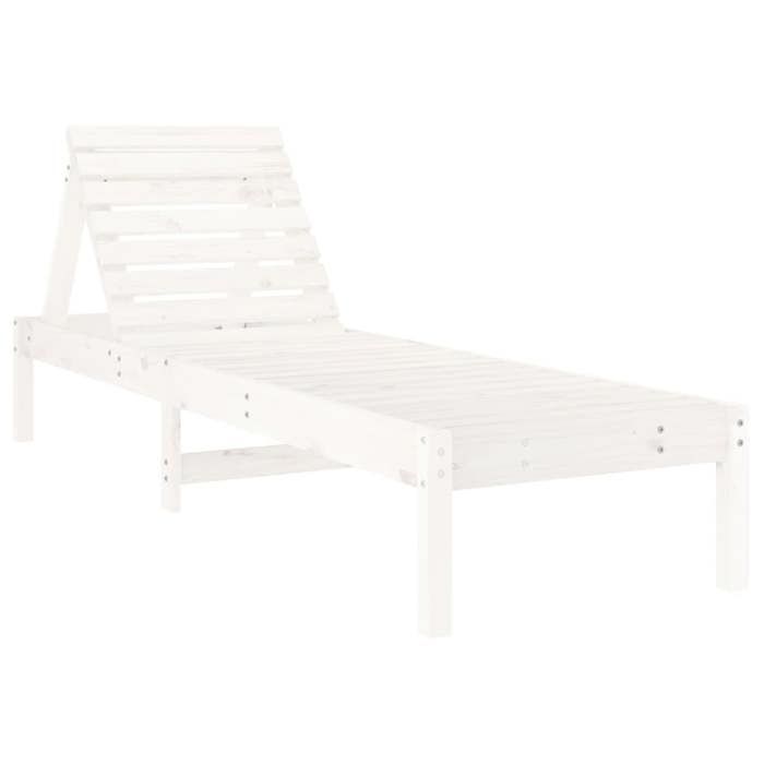 VidaXL Lot de 2 Chaises Longues, Bain de Soleil, Transat de Terrasse, Siège de Jardin Patio Balcon Extérieur, Blanc Bois 825068